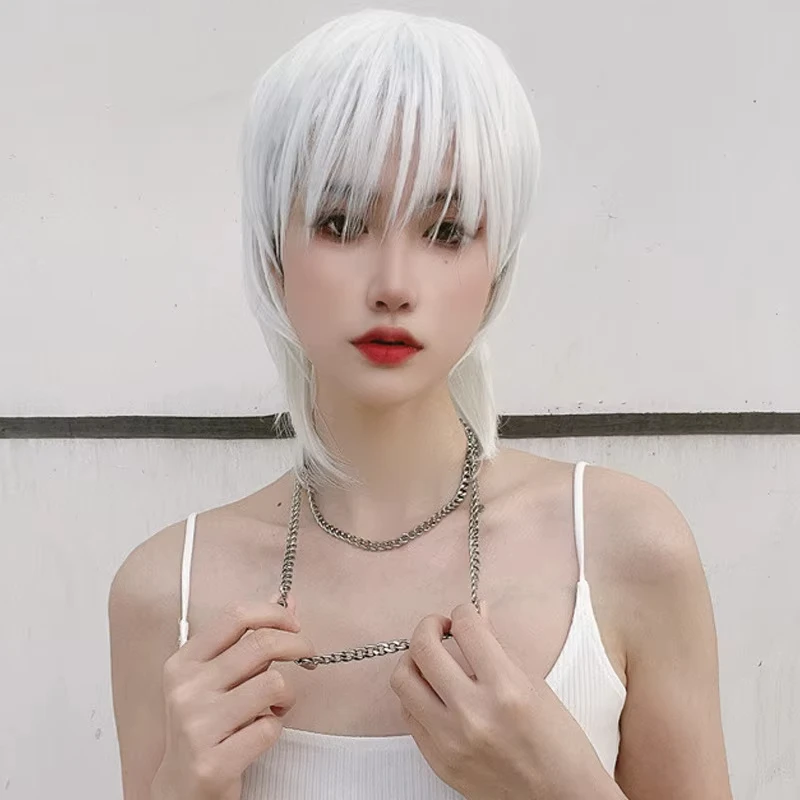 

Синтетический парик в форме головы скумбрии, белый парик для вечеринок, парик для косплея на Хэллоуин, парик для ежедневного использования с термофиксацией.