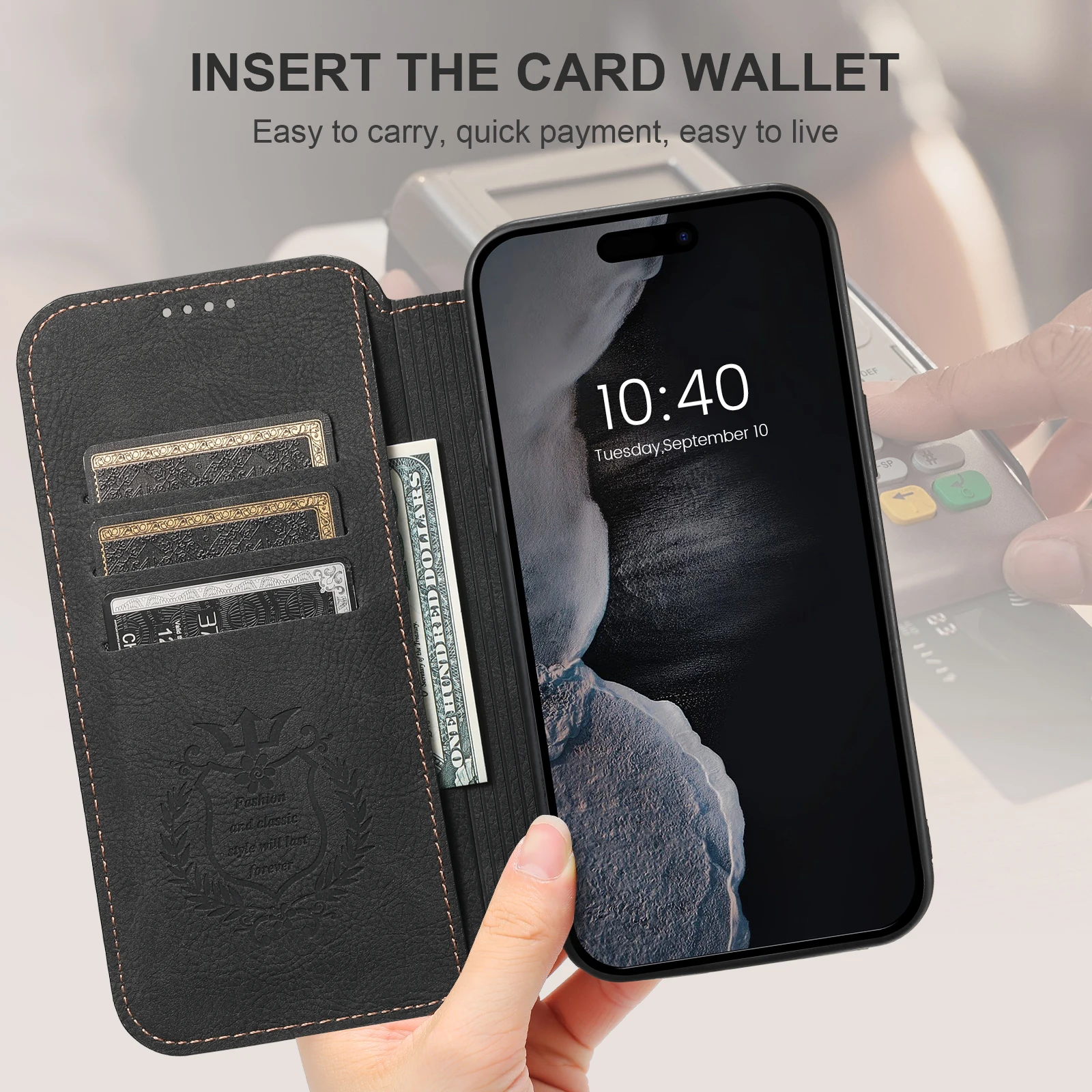 Strong Magnetic Flip Wallet Case For iPhone 12 13 14 15 Pro Max Retro Leather Wireless Charge Card Slots Shockproof Book Cover