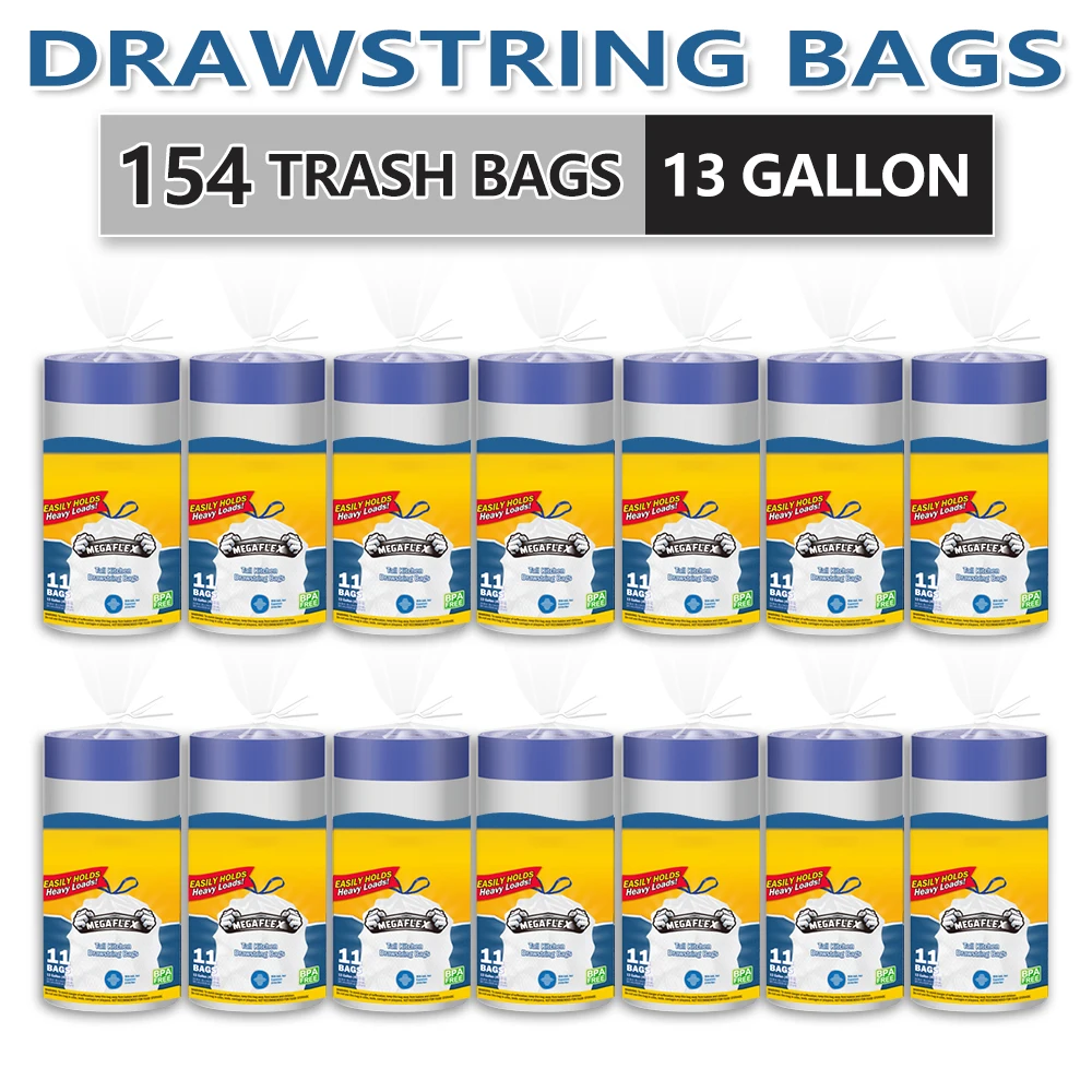 Xtratuff  Tall Kitchen Drawstring Trash Bags 13 Gallon Trash Bag Lavender Scent 88 Count Garbage Bags White Strong Rubbish Bag