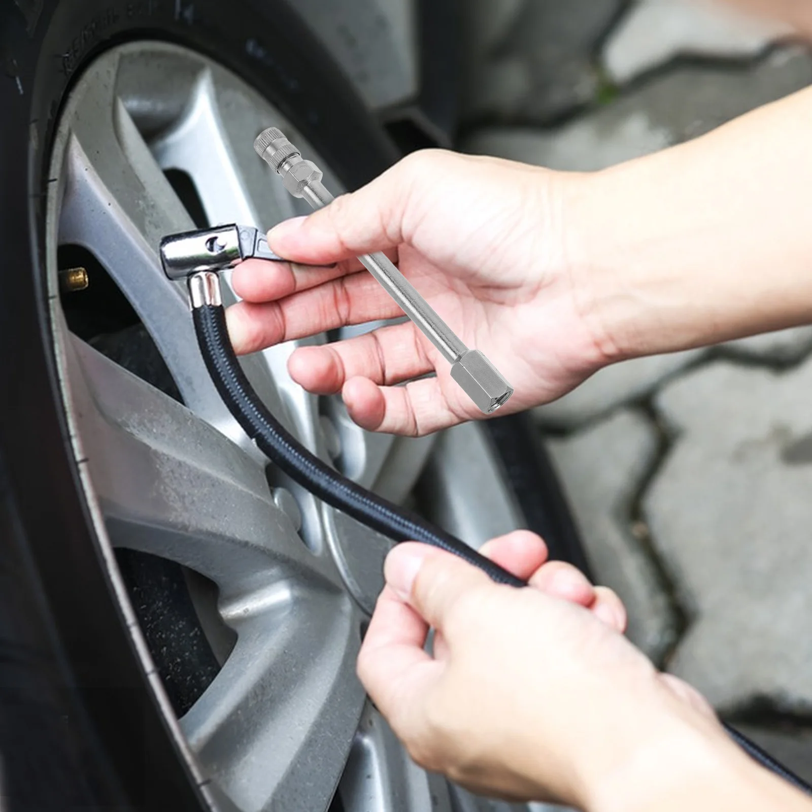 

Metal Tire Valve Stem Extender Durable Air Valve Extension Rod Easy Inflation for Car Truck Tire Pressure Control