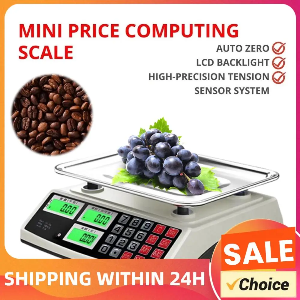 40kg/1g Commercial Price Scale with Stainless Steel Plate Counting Weight Scale Food Produce Scale for Farmers Market Meat Shop