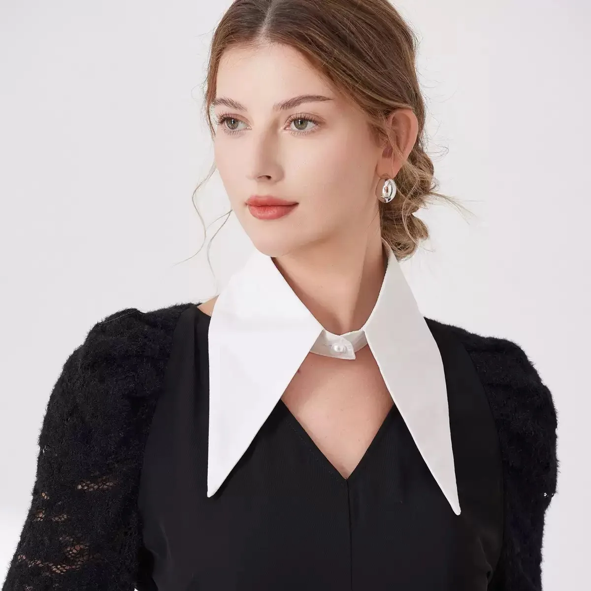 Classic Fake Collar Solid Color Detachable Dickey Collar Sweater Shirts Faux False Collar for Women Men Clothing Decorative