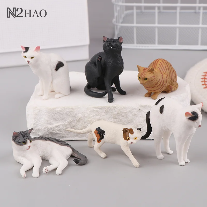 Solid Simulation Animal Model Lying Orange Cat Figurine Cute Desktop Decoration Mini Pet Cat Model Ornament