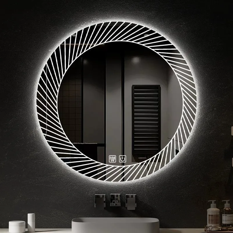 Shatterproof 3 Colors Lights Adjust  Bluetooth speaker Anti-fog LED Bathroom Mirror Circle Backlit HD Wall Mounted Vanity Mirror
