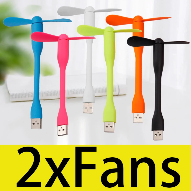 

2Pcs USB Fan Flexible Portable Removable USB Mini Fan For All Power Supply USB Gadgets