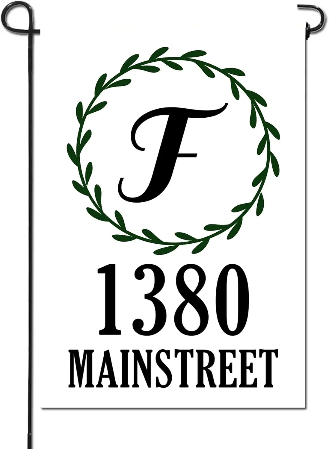 Wreath Welcome Garden Flag, Custom Yard Flags with Address Monogram Letter Initial for Porch Home Outdoor Patio Lawn Decorat PPM