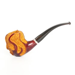 MUXIANG briar tobacco pipe smoking flower pipe Cumberland pipe mouthpiece curved handle  Heath wood pipes SherlockHolmes pipe