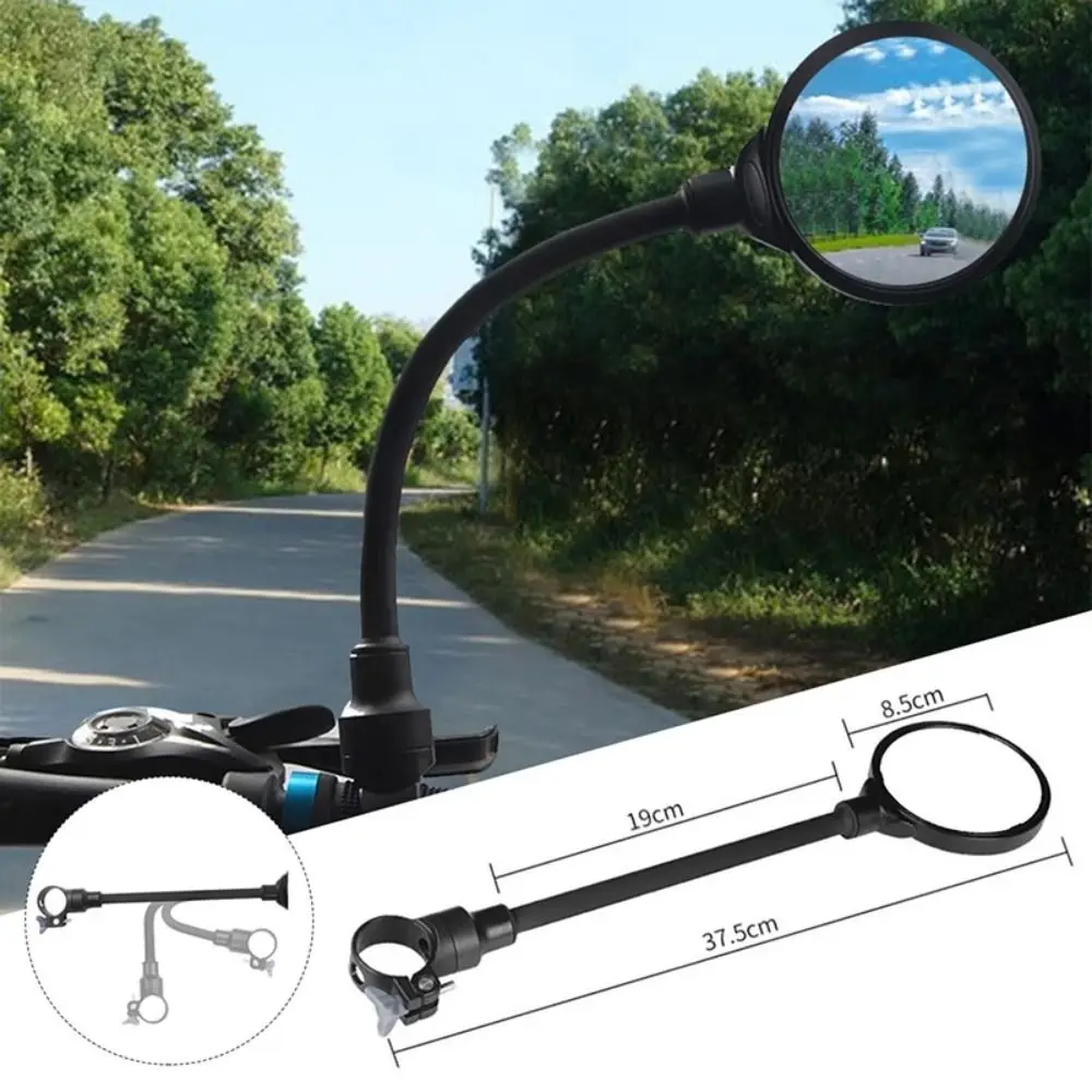 Silicone Handle Bike Handlebar Rearview Mirror Adjustable Flexible 360 Degree Rotation Rearview Mirror Black Bike Mirrors Bike