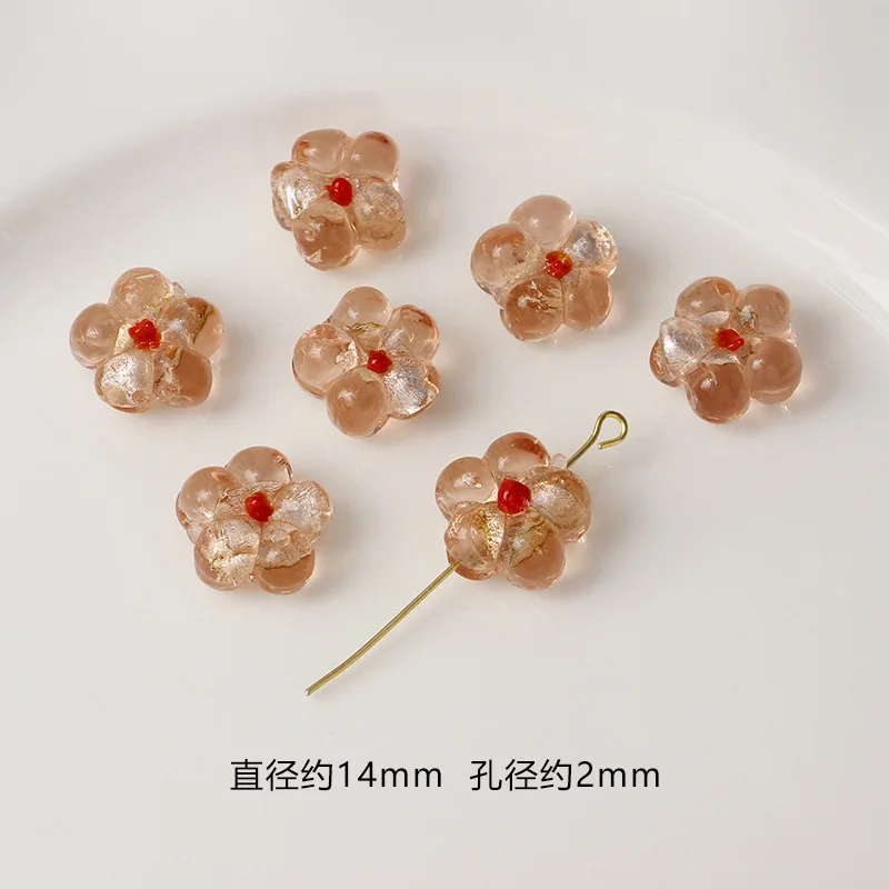 5pcs/lot 14MM Flower Lampwork Beads Translucent Loose Beads Colorful Beads For Jewelry DIY Making Bracelet Necklace Accessories