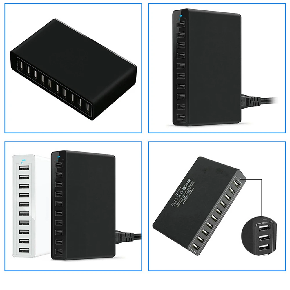 60W 10 Ports 40W 5 USB Ports Quick Charge Charger Station Dock with Cable for iPhone iPad Samsung PC Kindle Multi USB Charger