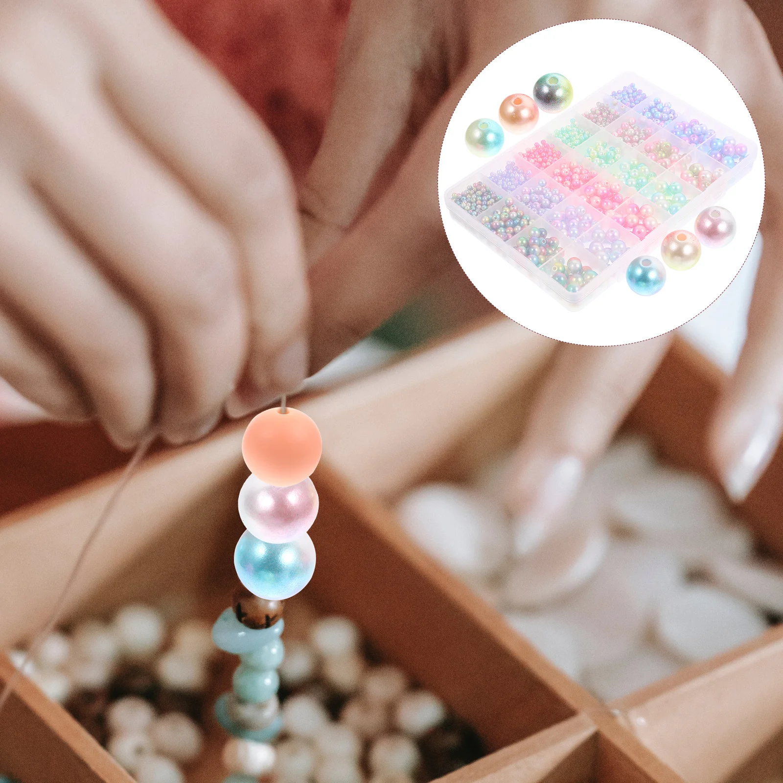 

1 Box Colorful Round Abs Pearl Beads Set Smooth Lightweight Shiny Diy Jewelry Making Crafts Supplies For Bracelet Necklace