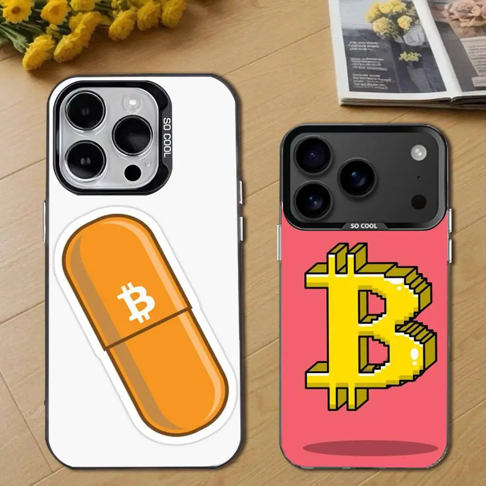

Bitcoin P-Pattern Art Phone Case For iPhone 17,16,15,14,13,12,11,Pro,Max,Plus,E,Air,Mini Black Tpu Cover