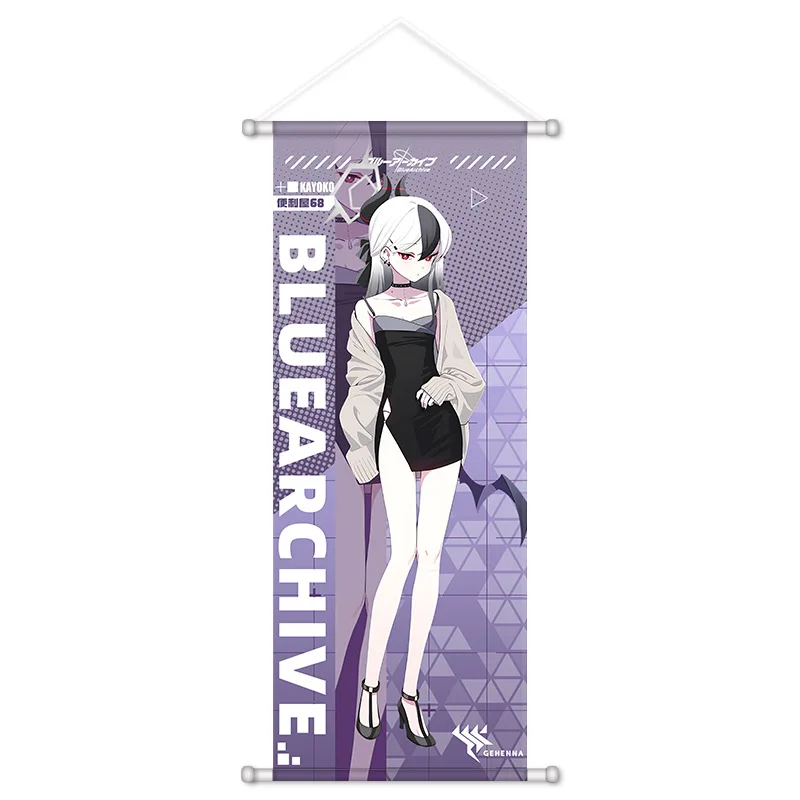 VIKAMA Black White Game Girl Anime Wall Hanging Tapestry Blue Archive Heroine Art Cloth Poster for Bedroom Dorm Living Gift