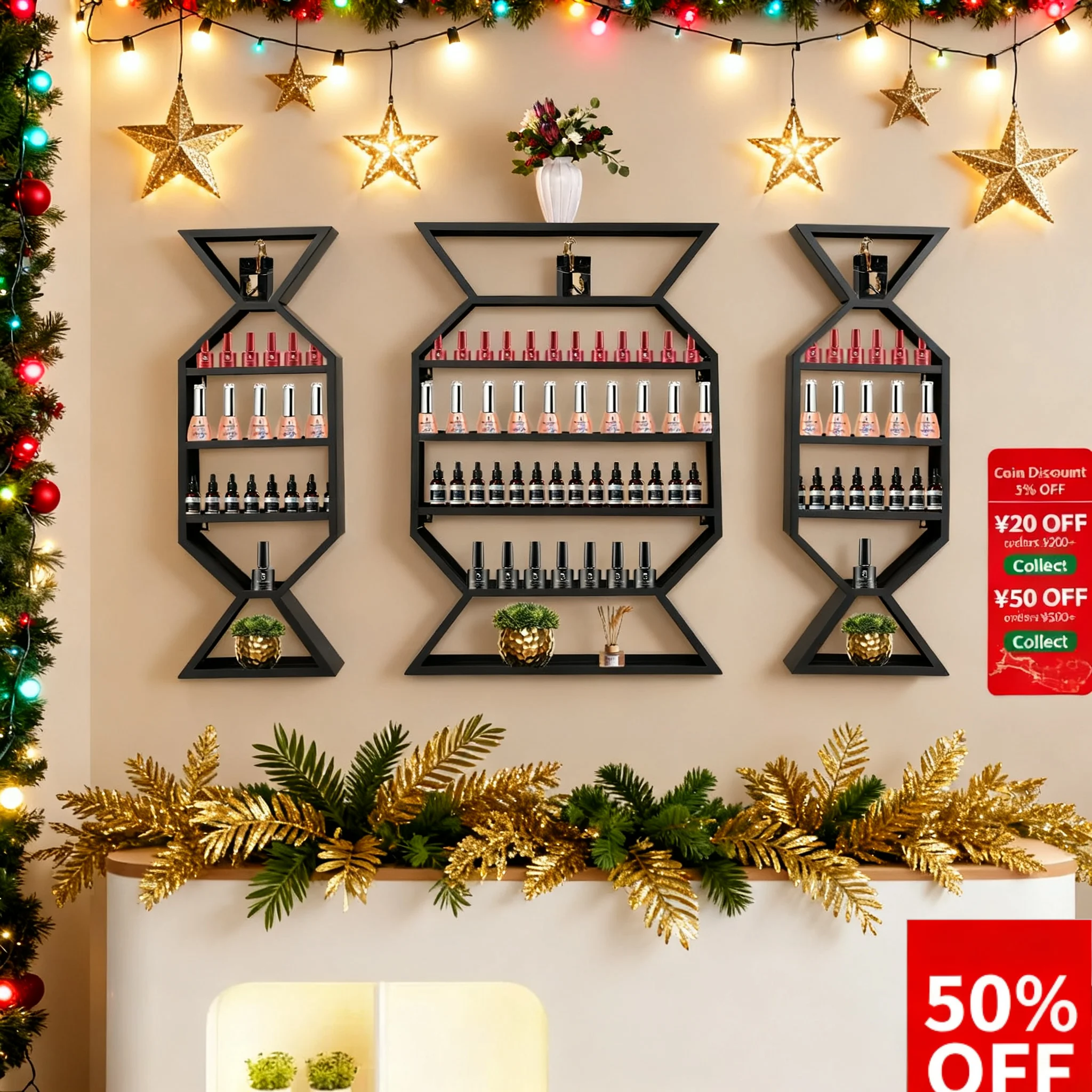 

3 шт. полка для лака для ногтей, настенный дизайн, органайзер для лака для ногтей, полка, прочная железная конструкция для аккуратного хранения и организации