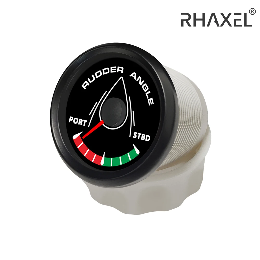 RHAXEL 2'' Rudder Angle Indicator 0-190ohm with 8 Colors Backlight 12V 24V with Mating Sensor for Boat Vessels Yachts