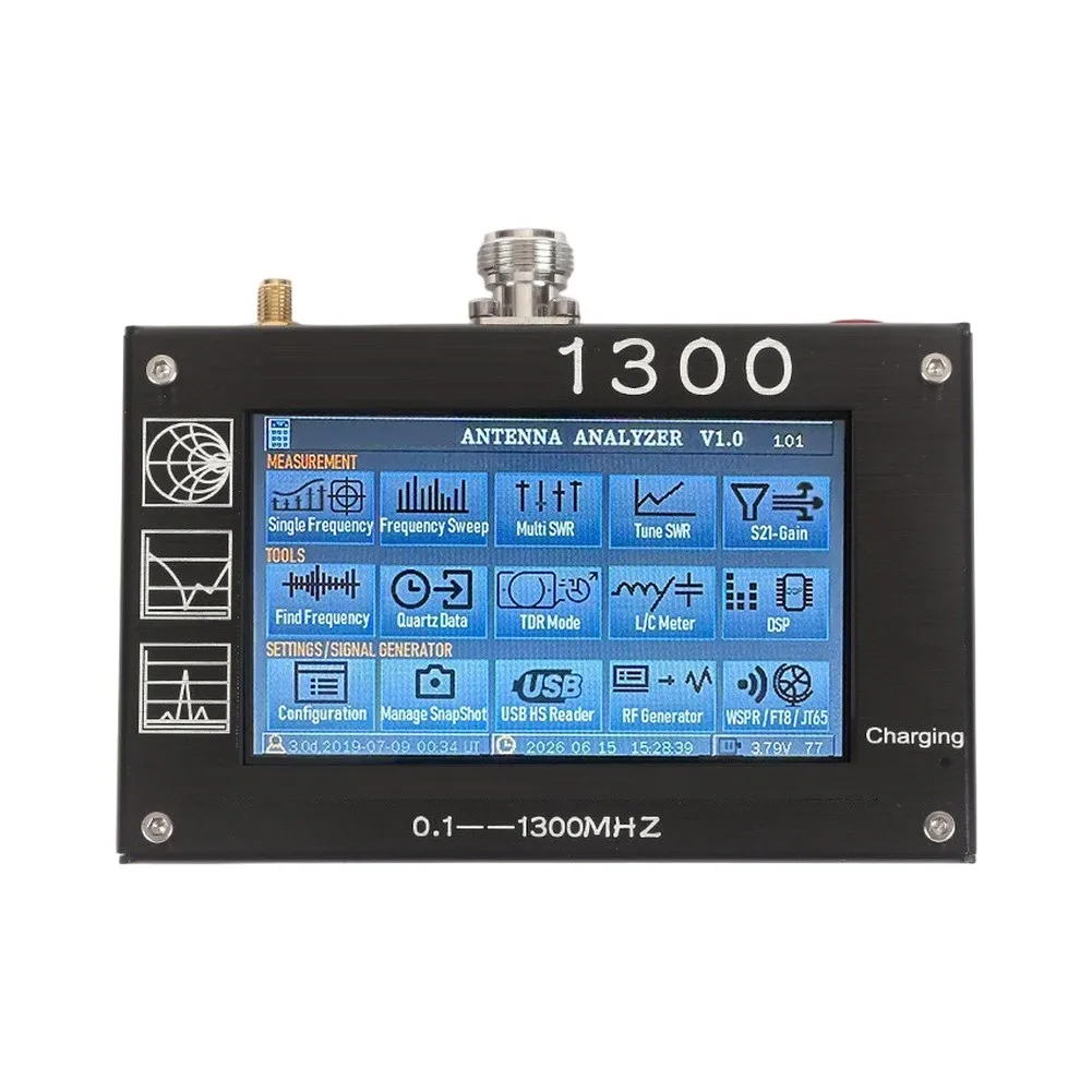Mini1300 Vector Network Analyzer 0.1-1300MHz Portable RF Analyzer SWR Meter With For SMA N Type Connector For Ham Radio