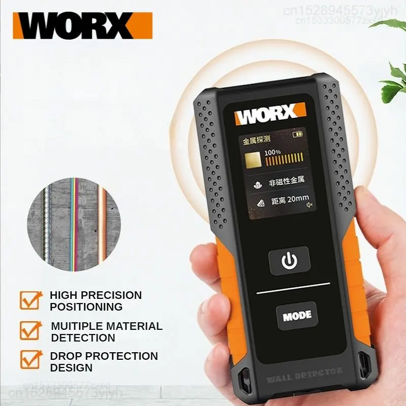 Youpin Worx-scanner de Parede Multifuncional Stud Finder Detector de Metais Madeira e Fio ac Cor Display Digital 3in 1