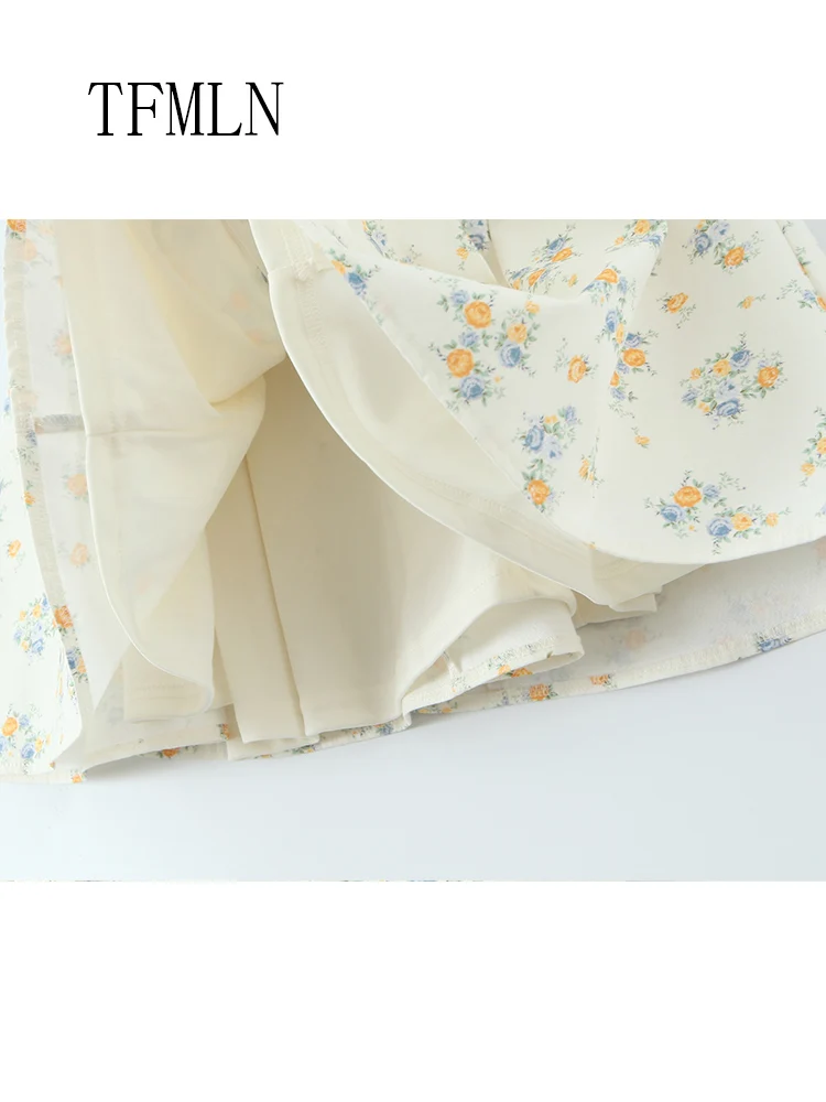 TFMLN 2023 Zomer Vrouwen Bloemenprint Halter Jurk Zoete Dames Single Breasted Party A-lijn Jurk Mode Causale Backless Jurk