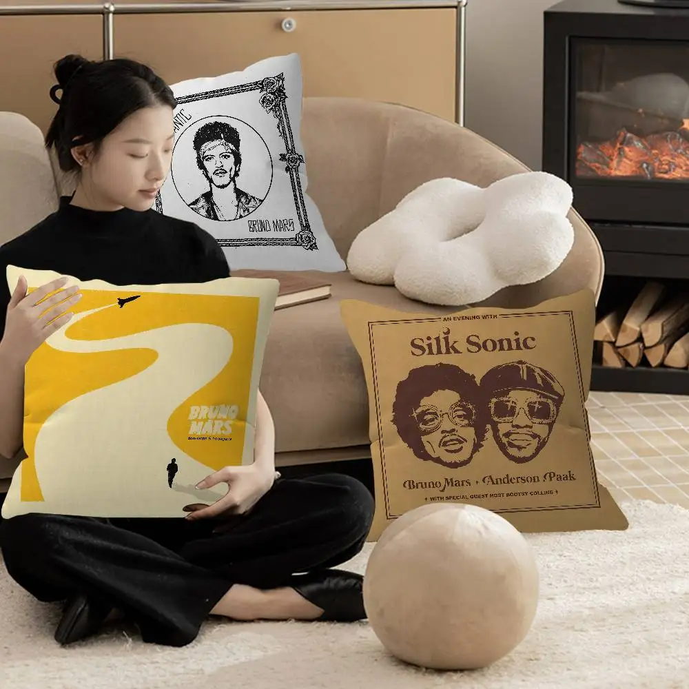 Rap Singer Cool Bruno Mars Pillow Covers Cartoon Sofa Decorative Home Double-sided Printing Short Plush Cute Cushion Cover