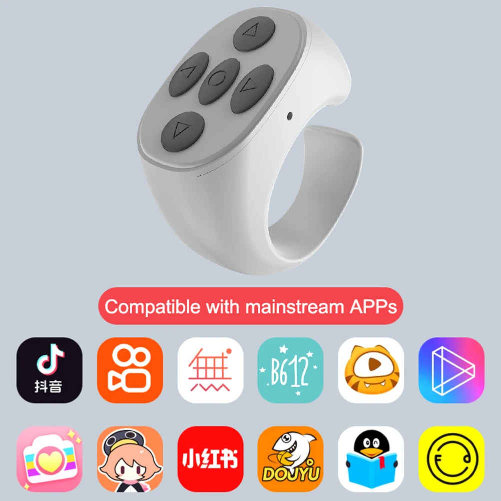 

Wireless Bluetooth-compatible Ring Controller Smart Fingertip Selfie Video Controller Portable Type-c Charging for Mobile Phone