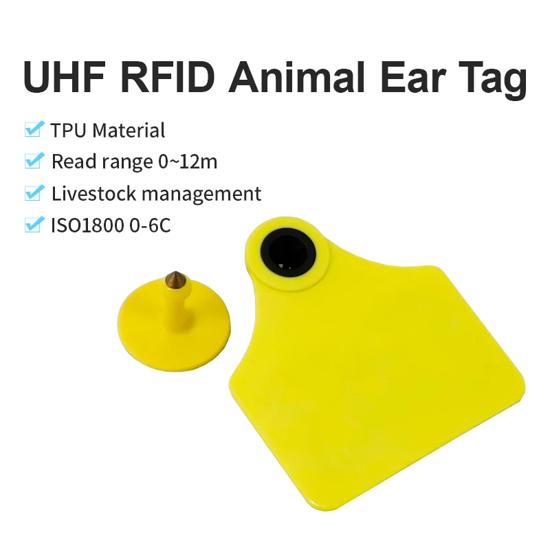 100pcs 860-960Mhz RFID Animal Ear Tag IP67 TPU Material Cattle Ear Tag for Cattle Farm Livestock Management