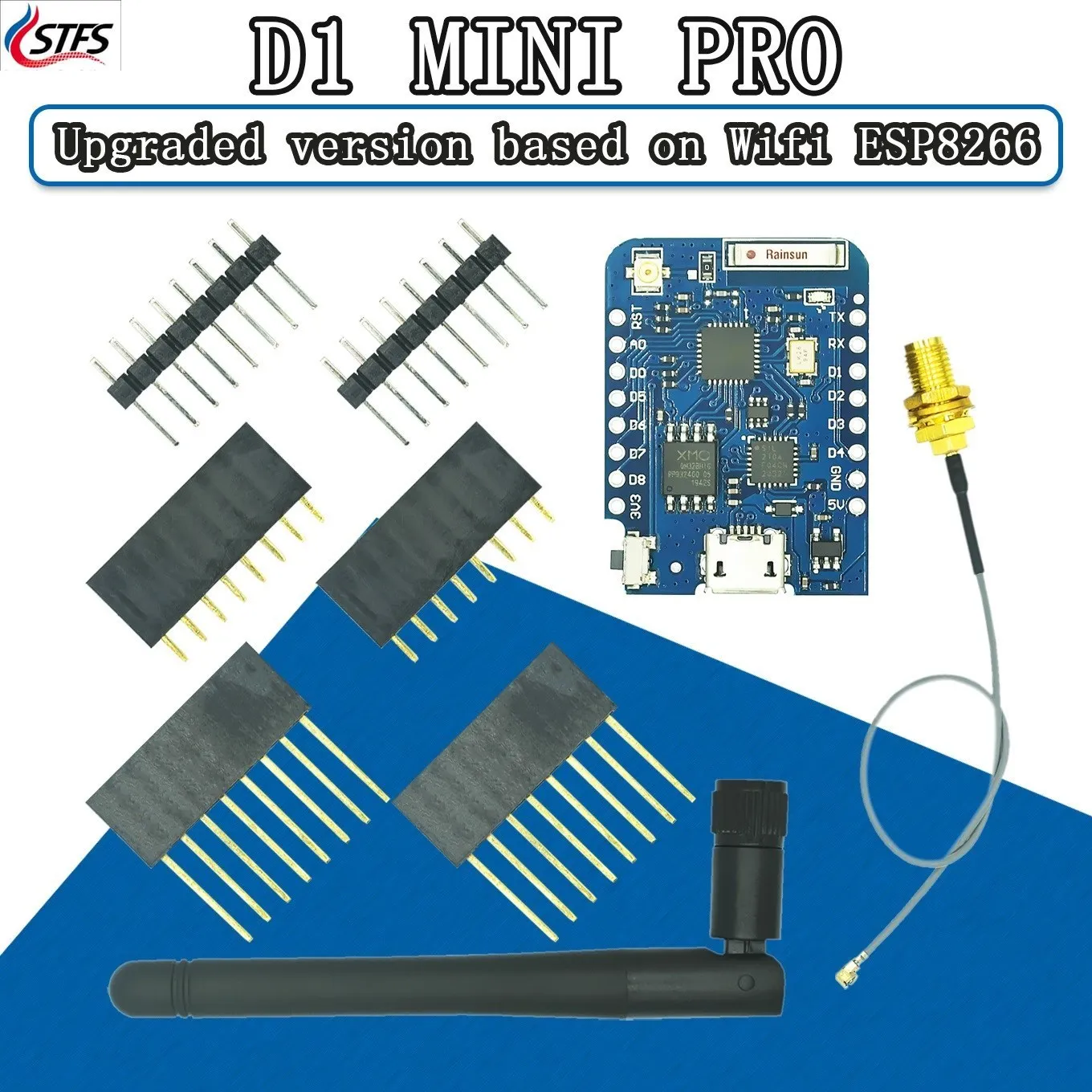 

ForWEMOS D1 Mini 4M/16M Bytes External Antenna Connector NodeMCU Based ESP8266 ESP-8266EX CP2104 WIFI Development Board MicroUSB