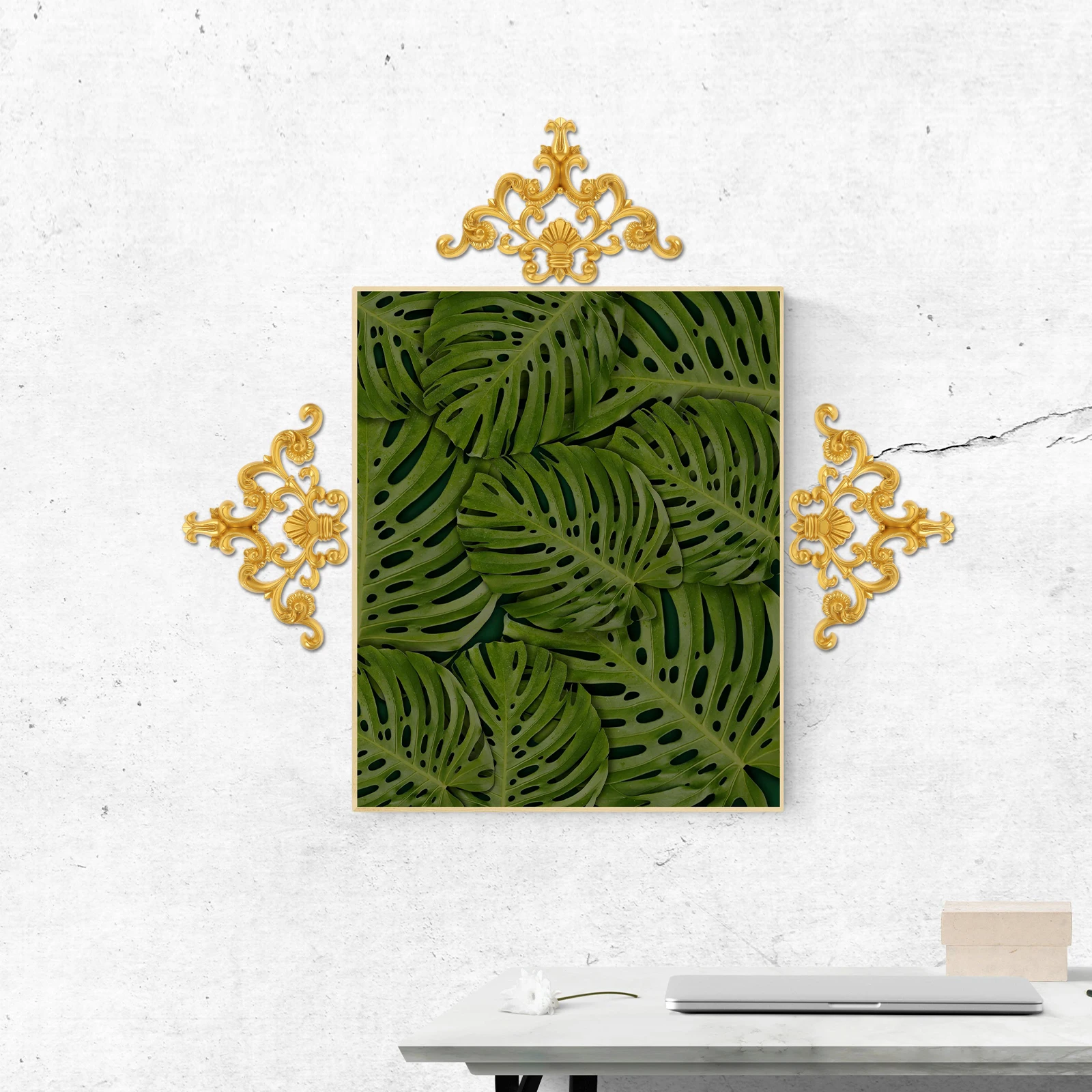 

PVC Corner Flower Decoration Background Wall Decoraiton Carved Onlay Wall-mounted Carving Shaped Decal Ornament