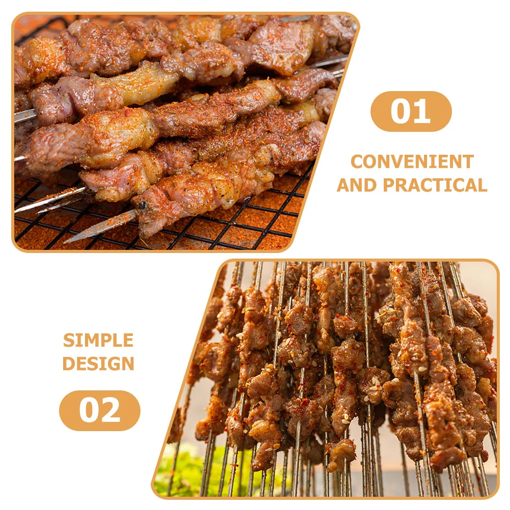 

16Pcs Barbecue Skewer Flat Metal Sticks Reusable Bbq Skewers for Grilling Kebab Meat Rust-Proof Stainless Steel Skewers Outdoor