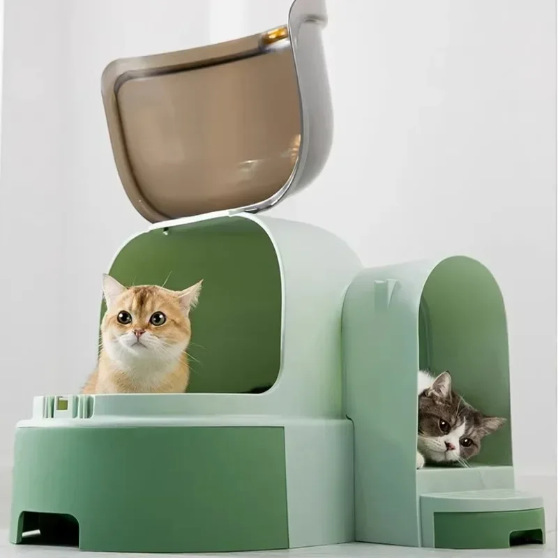 Super Large Drawer-Style Cat Litter Box, Fully Enclosed Corridor Litter Tray, Sand-Proof Cat Toilet, Flip-Top Design, Cat Pan