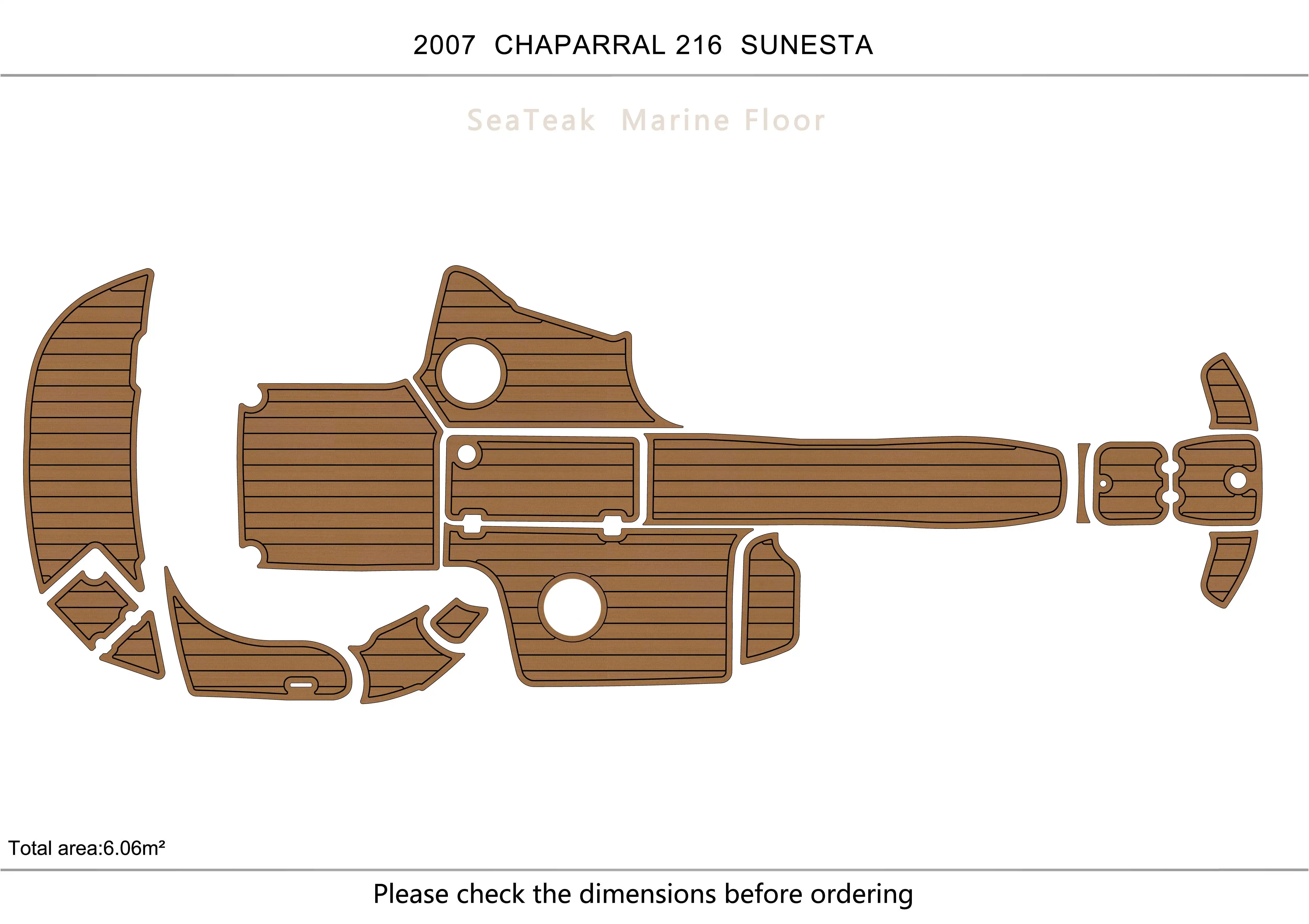 

2007 CHAPARRAL 216 SUNESTA Cockpit Swimming platform1/4" 6mm EVA FAUX Water Ski Yacht Fishing Boat Non-slip mat floor