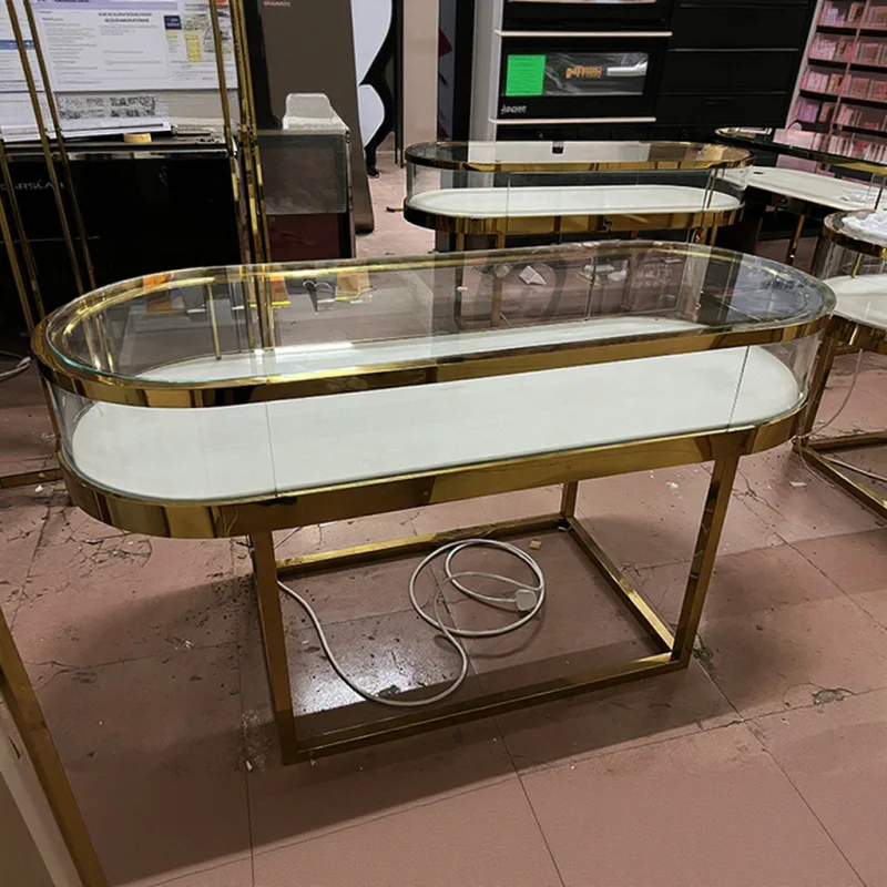 

Customize.V-done Professional Modern Jewelry Display Cabinet with Tempered Glass & Wood Luxury Jewelry Store Retail Design