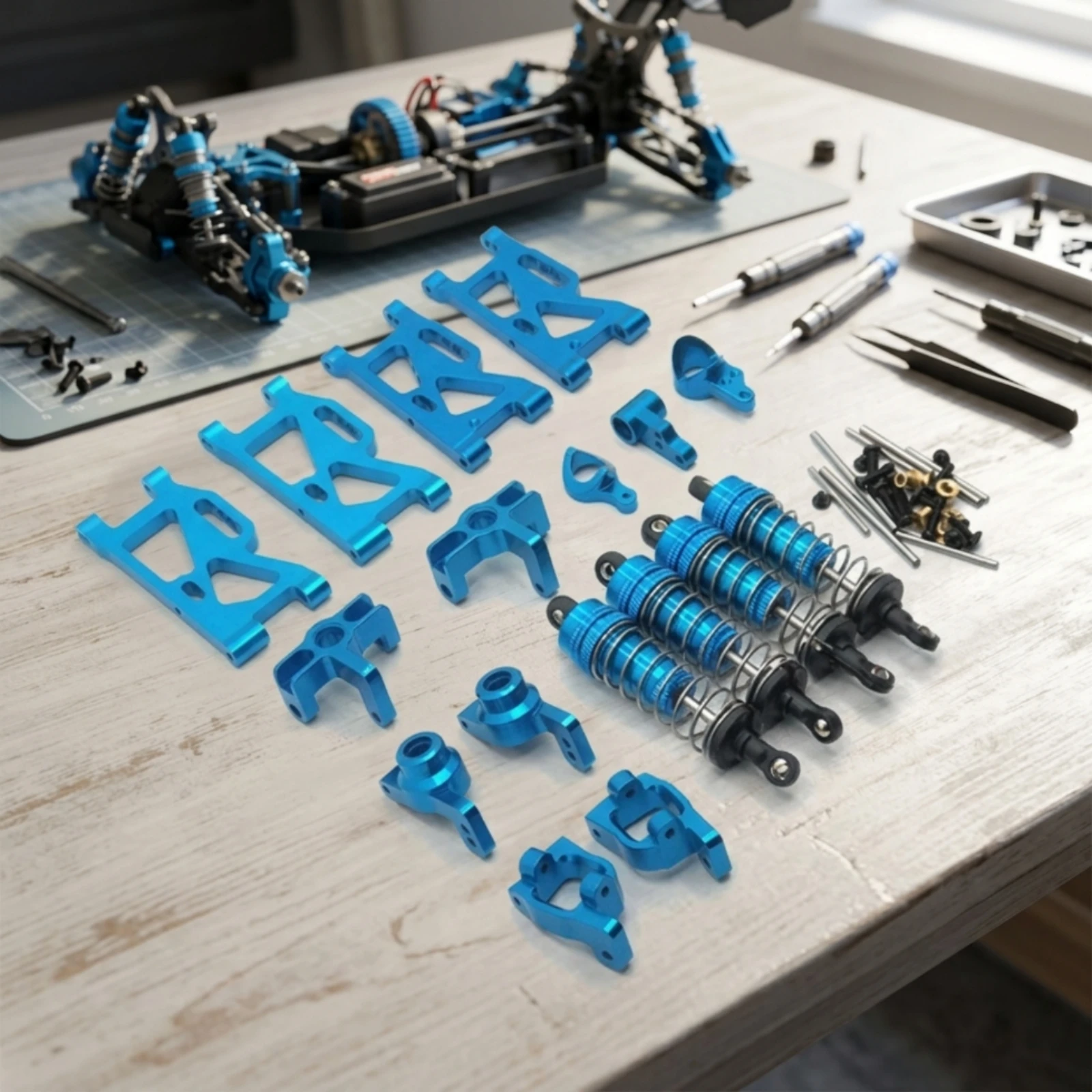 Metal Upgrade Kit Anodized RC Car Parts with Shock Absorbers RC Damping System Arms Long-Lasting Damper Rigid
