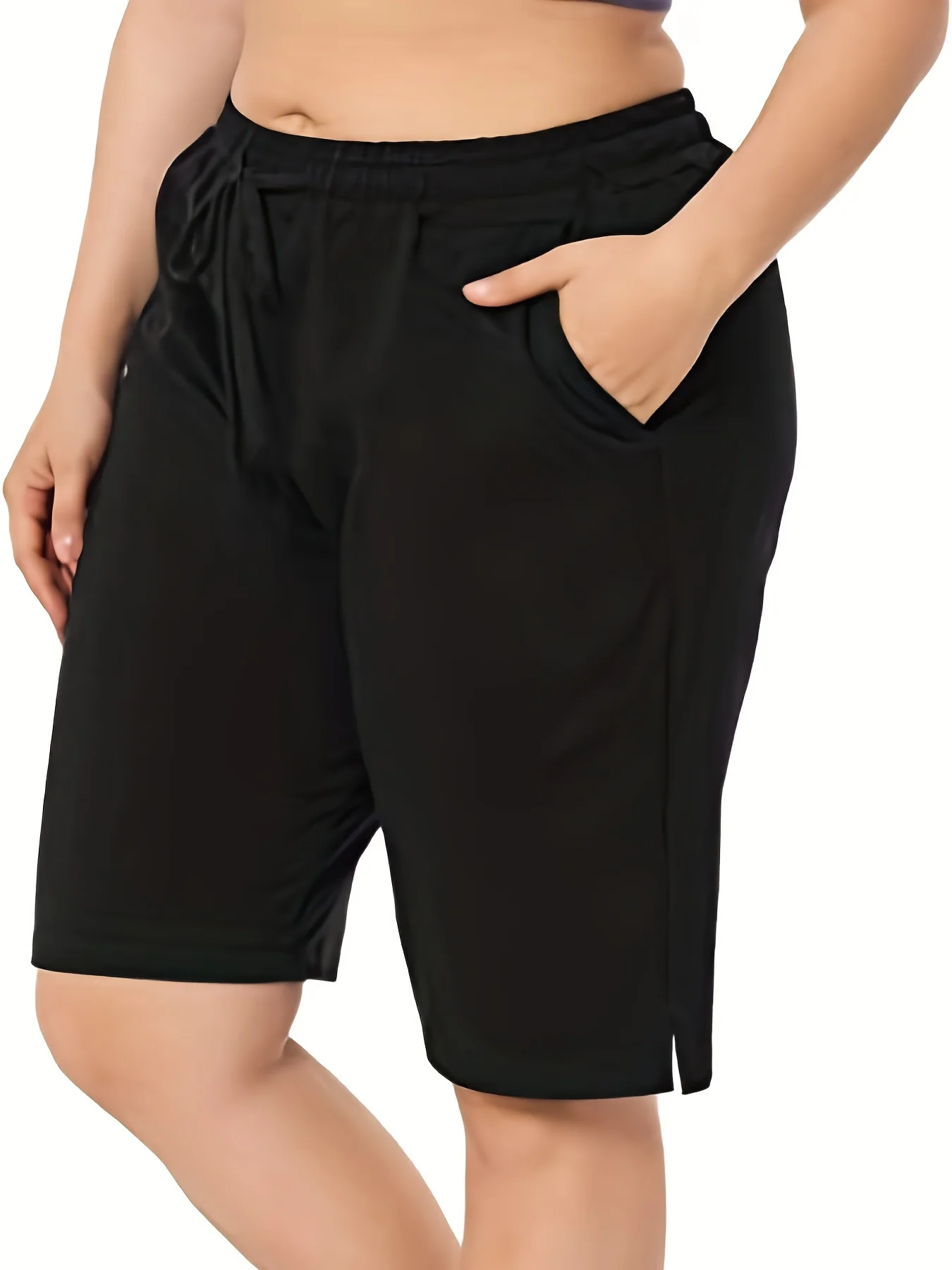 سراويل متوسطة كاجوال للنساء ، مقاس كبير