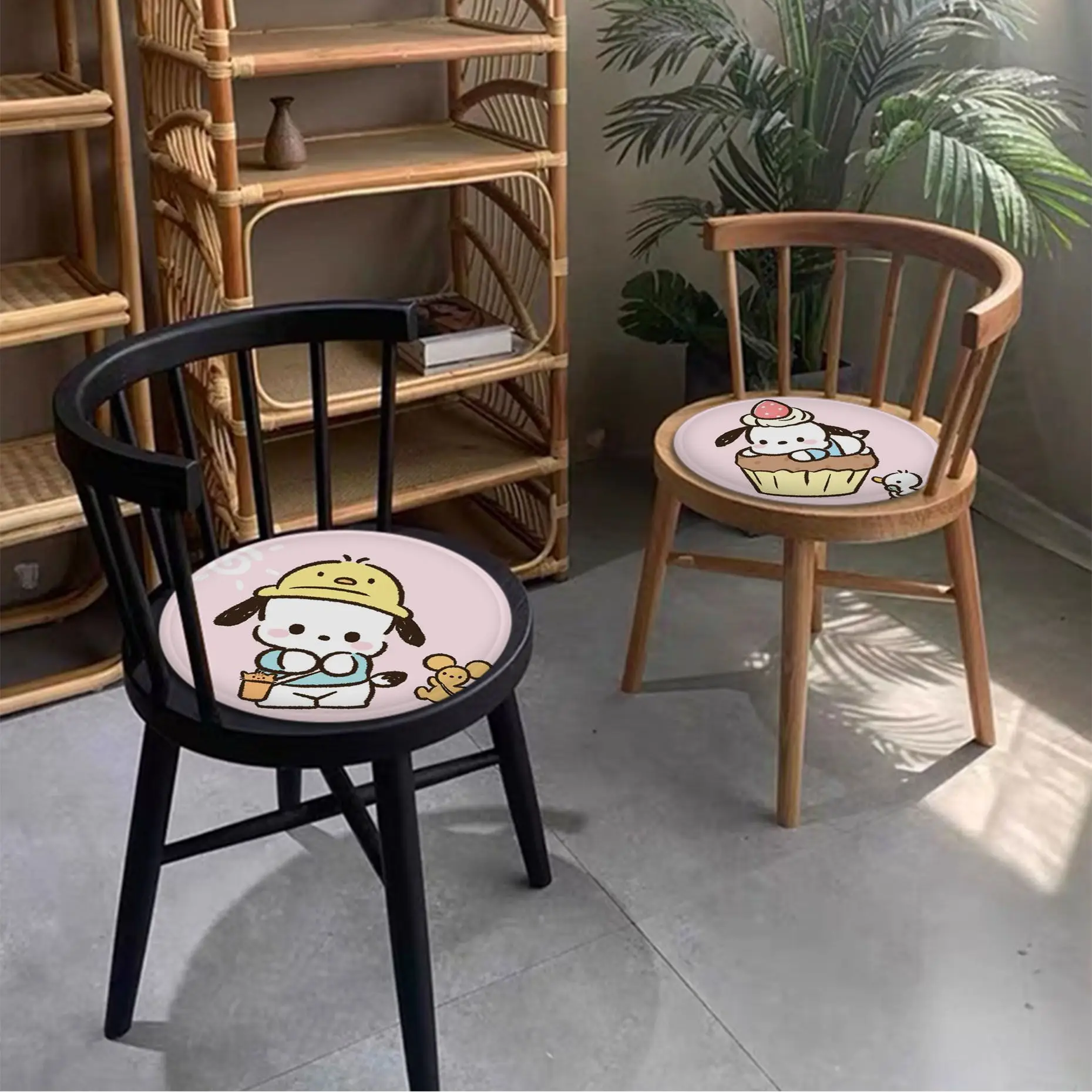 

Kawaii P-Pochaccos Cushion Mat Round Seat Cushion Office Dining Stool Pad Sponge Sofa Mat Non-Slip Chair Cushions