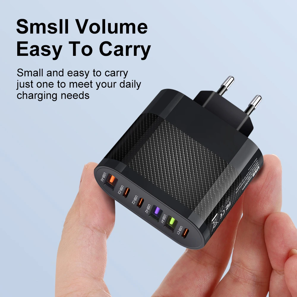 USB GaN 65W Fast Charge PD Charger Type C Power Adapters Portable EU/US/UK Plug QC3.0 Wall Charger For iPhone 15 Xiaomi Samsung