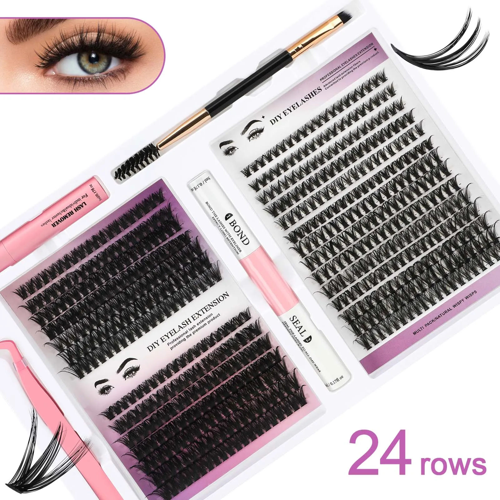 D Curl Individual Lashes Lash Clusters Kit 560pcs Long Individual Lashes Perfect for Girls Night Out Eye Makeup