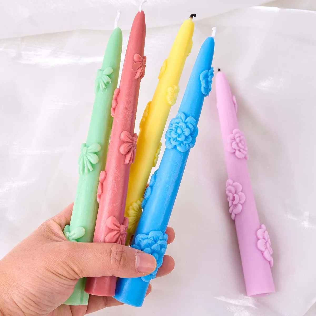 Daisy Bow Candle Stick Silicone Mold DIY Handmade Flower Shape Aromath Soap Plaster Resin Craft Making Valentine's Day Decor