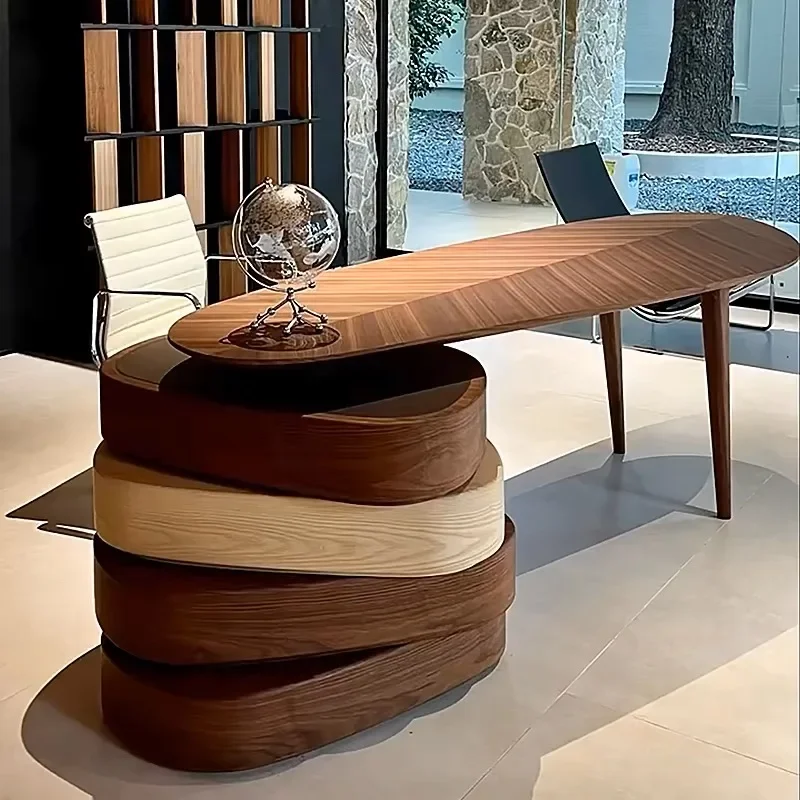

Modern minimalist desk, Italian desk, walnut, study retro rotating desk