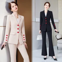 Blazer a maniche lunghe monopetto solido da donna o pantaloni a vita alta 2 pezzi Set Office Lady High Street abbigliamento Casual nuovo