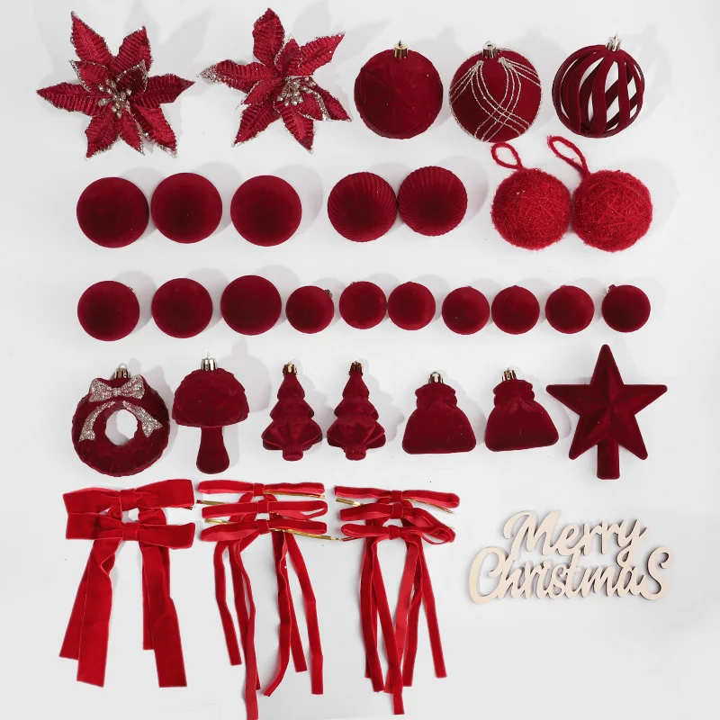 36pcs/box Christmas Tree Balls Red Star Bow Hanging Ornament Pendants Christmas Decorations For Home 2025 Natal Navidad New Year