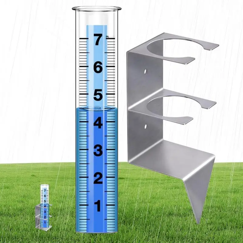 Rain Gauges For Yard Portable Glass Rain Gauge With Stake 8.38in Reusable Snow Gauge Freeze Proof Rain Gauge For Yards Lawns