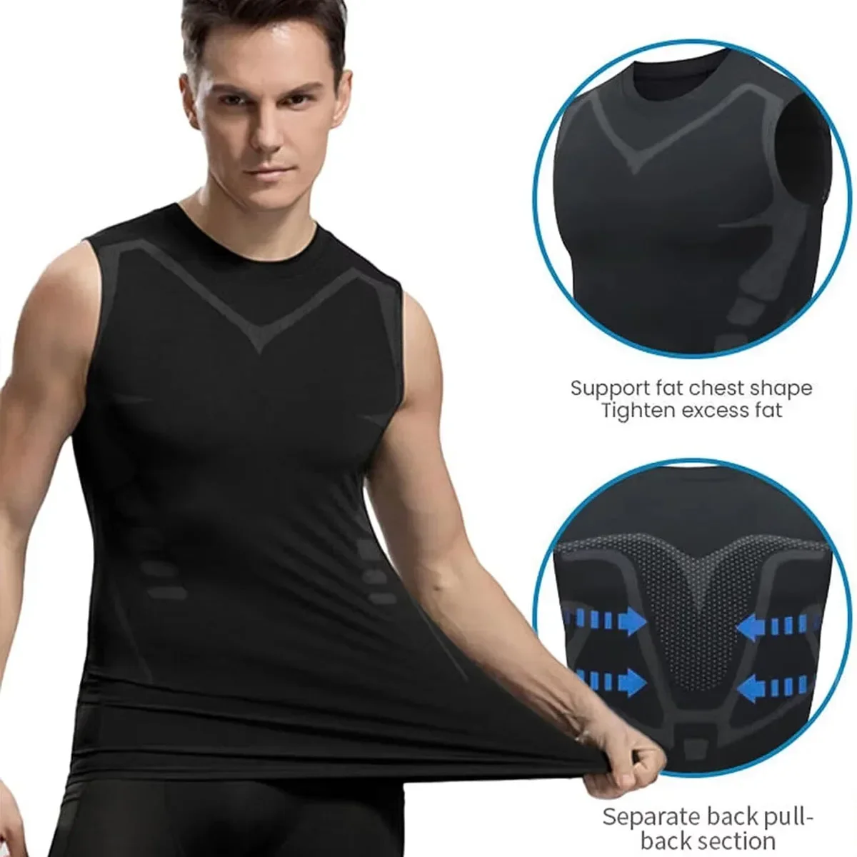 New Summer Fitness Compression Shirt For Men Shaping Sleeveless Therapy Vest Male Ice-Silk Compression Tank Tops Body Shapewear
