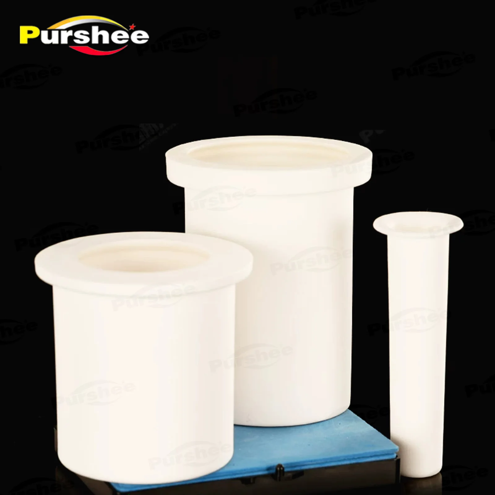 High Purity 99% Alumina Flanged Cylindrical Crucible High Temp Resistant Corundum Pot With or Without Cover Custom Size