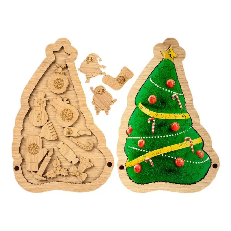 Wooden Christmas Tree Puzzle para família, Jigsaw Toys, Floor Puzzles para crianças