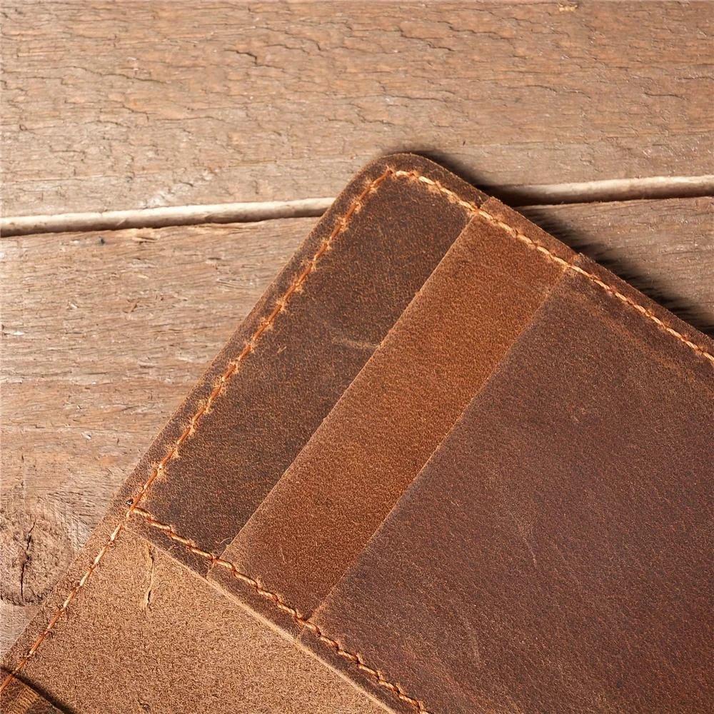 100% echtes Leder Kreditkarte Halter Brieftasche Männliche Dünne Brieftasche Kleine Bank ID Karte Halter Männer Retro Crazy Horse Leder Brieftasche – Detail 5