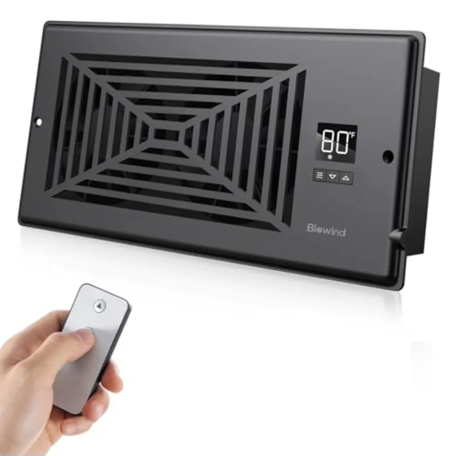 

Quiet Register Booster Fan Fits Register Holes 10-Speed Smart Heating Cooling AC Vent Fan with Remote Control and Thermostat Co