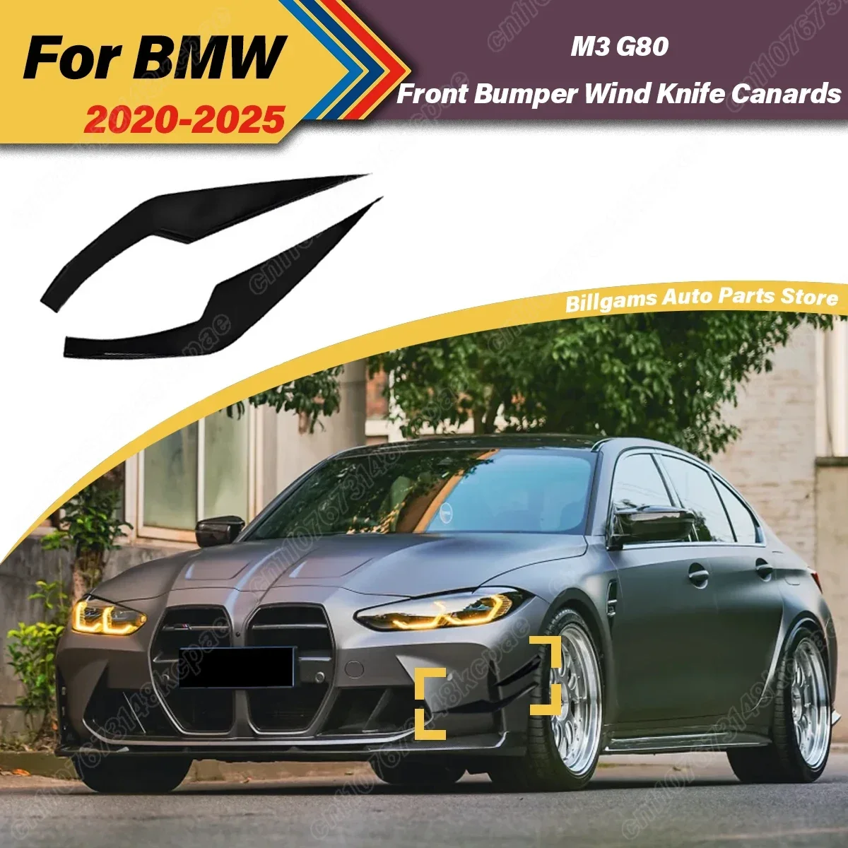 

For BMW M3 M4 G80 G81 G82 G83 2021 2022 2023 2024 Automobile Front Bumper Wind Knife Canards Decoration Accessories Body Kit