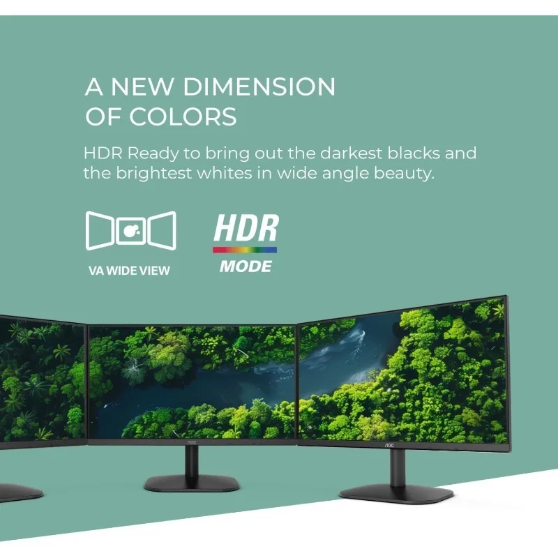 22B35HM23 شاشة LED عالية الدقة 22 بوصة (1920 × 1080) 120 هرتز، مزامنة تكييف، VGA وHDMI، خالية من الوميض، ضوء أزرق منخفض، HDR جاهز، VESA