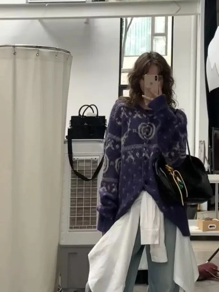 

Ленивый вязаный открытый кардиган, женский осенний дизайн, цветная блузка, свободный свитер V-Ne Long Sve, теплый, с подогревом, обычная длина