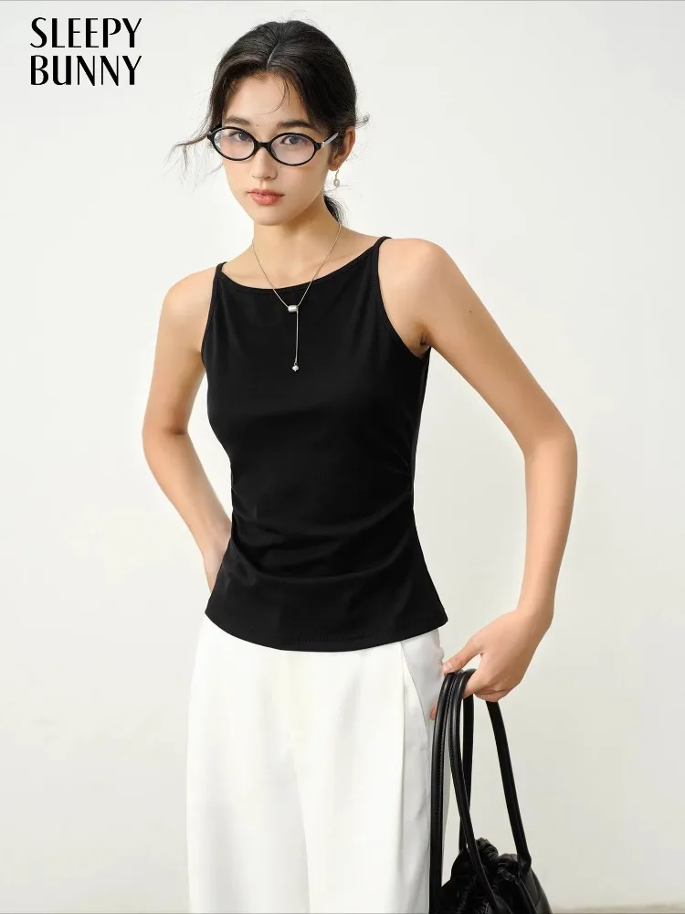 

Square Neck Tank Top Sleeveless Slim Camisole Women Short Casual Basic Outerwear Summer Chic Versatile Skinny Crop Undershirt